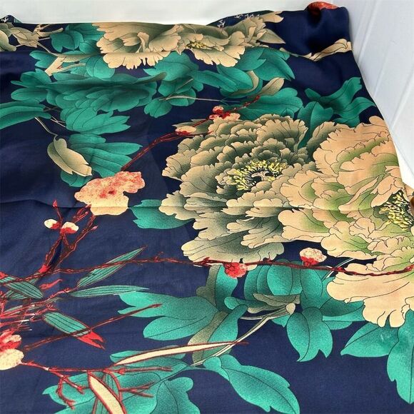 Floral Faux Silk Polyester Scarf Multicolor Floral Spring Shawl Wrap Scarf - Picture 13 of 16